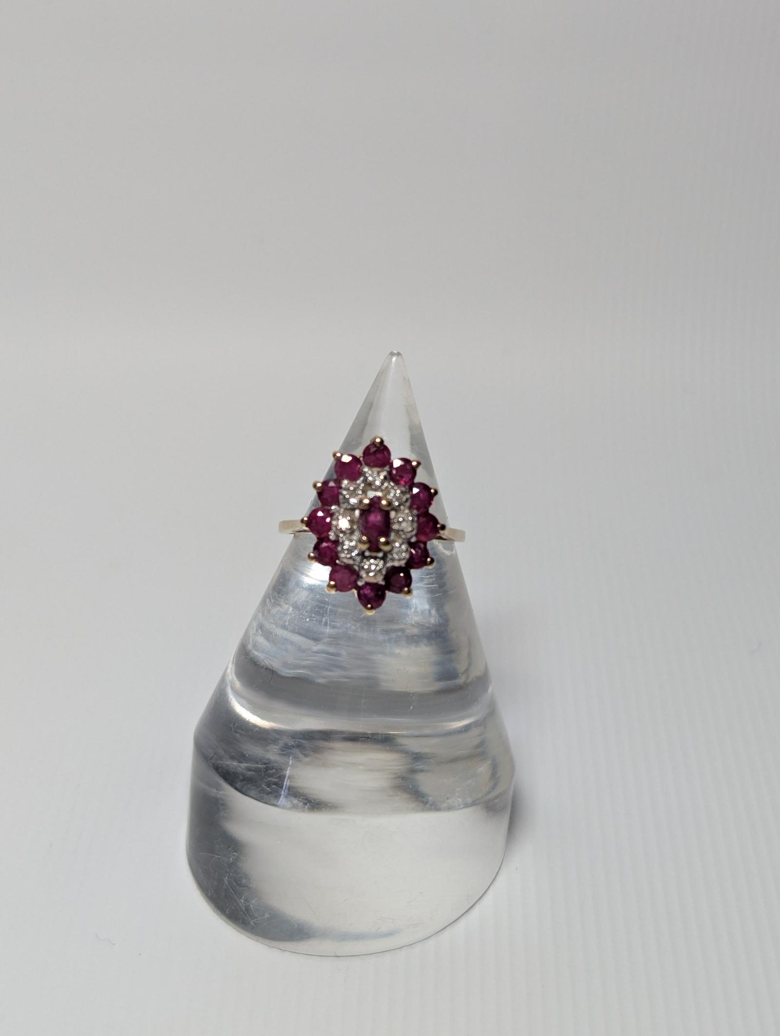 9ct Gold Diamond & Ruby Cluster Ring (1 of 6) 9ct Gold Diamond & Ruby Cluster Ring (1 of 6)