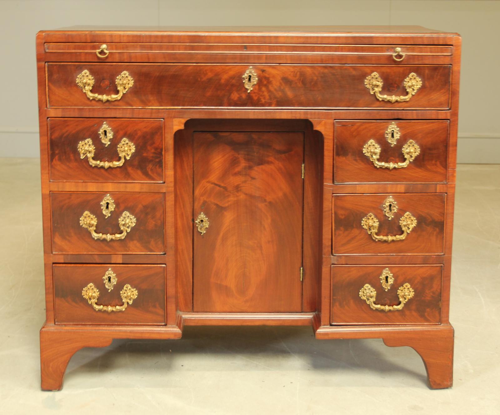 George III Curl Mahogany Kneehole Desk (1 of 11)