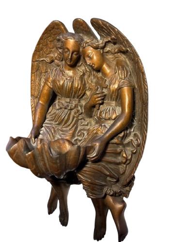 Antique Bronze of 2 Angels and Water Font (1 of 4) Antique Bronze of 2 Angels and Water Font (1 of 4)