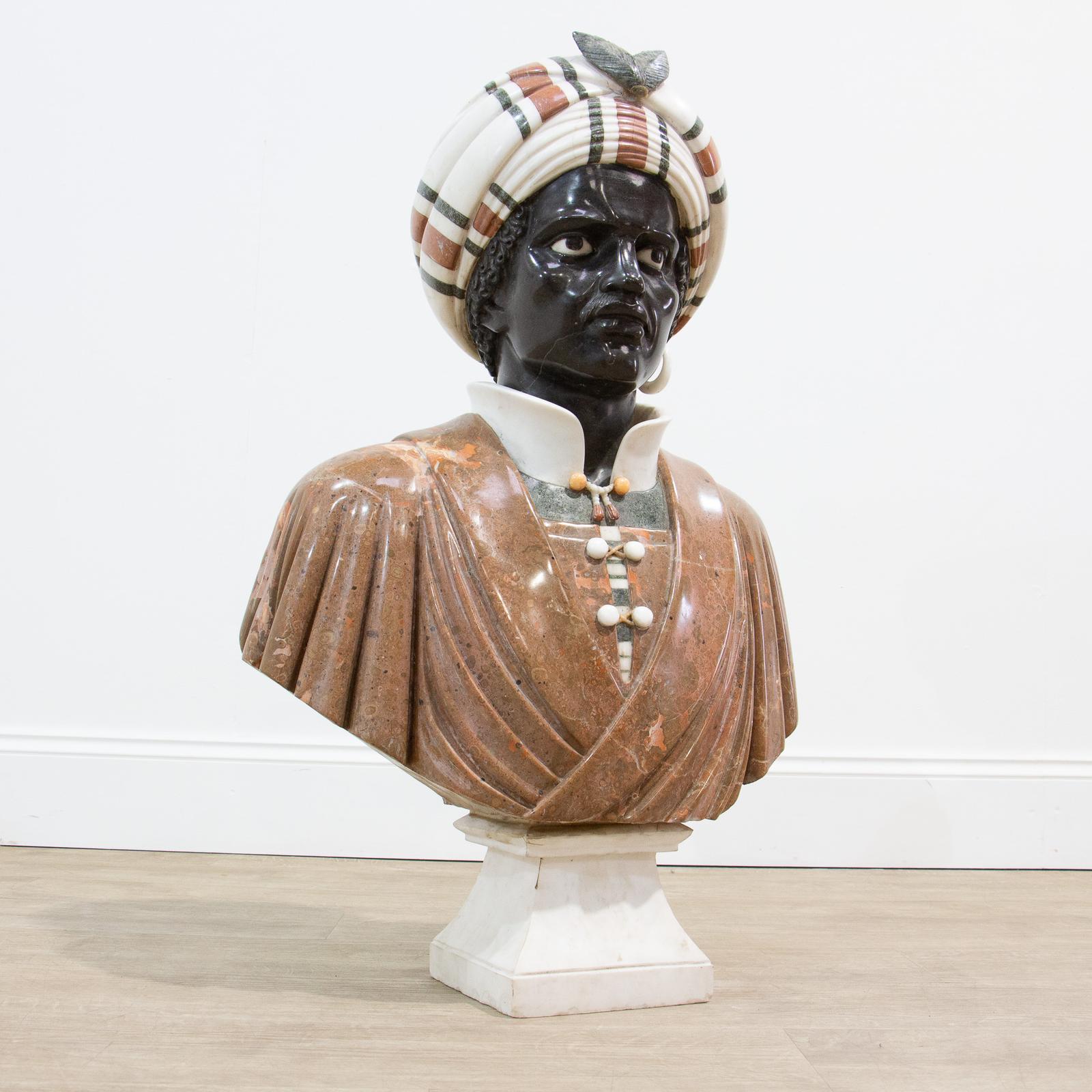 Large Moorish Polychrome Pietra Dura Marble Bust (1 of 8) Large Moorish Polychrome Pietra Dura Marble Bust (1 of 8)