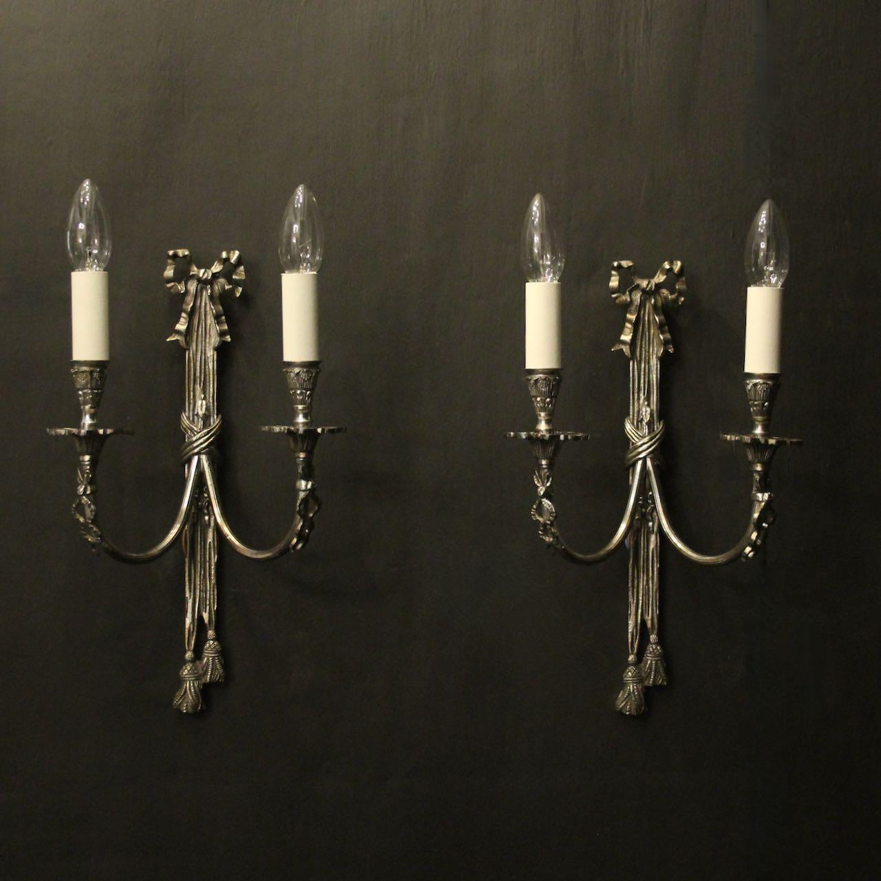 French Silver Gilded Twin Arm Wall Lights (1 of 10)