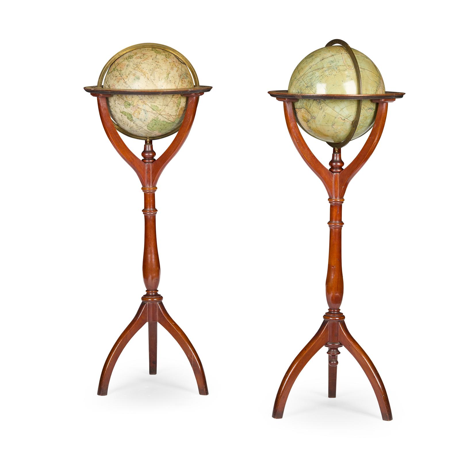 Pair of Carey 12-inch Terrestrial & Celestial Floor Globes (1 of 14) Pair of Carey 12-inch Terrestrial & Celestial Floor Globes (1 of 14)