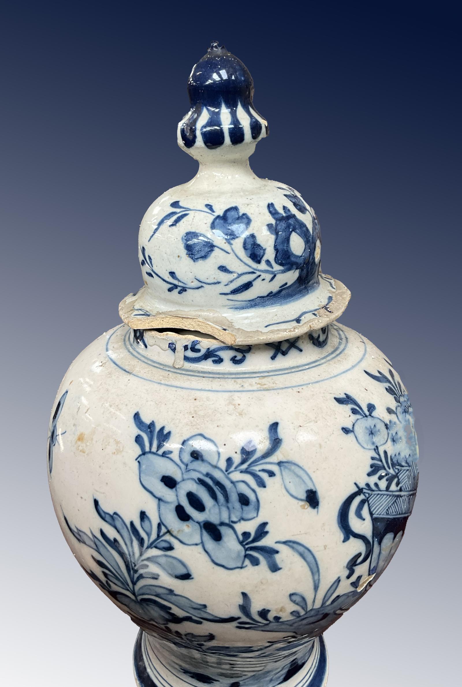 A Late 17th Century Dutch Delft Lidded Vase (1 of 5)