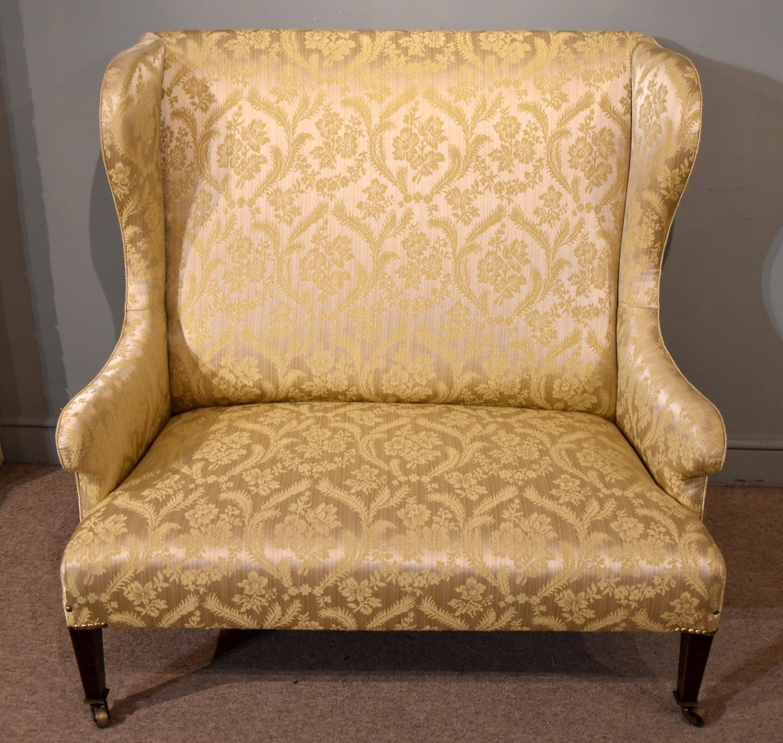 Edwardian Sofa Upholstered in Gold Damask (1 of 5)