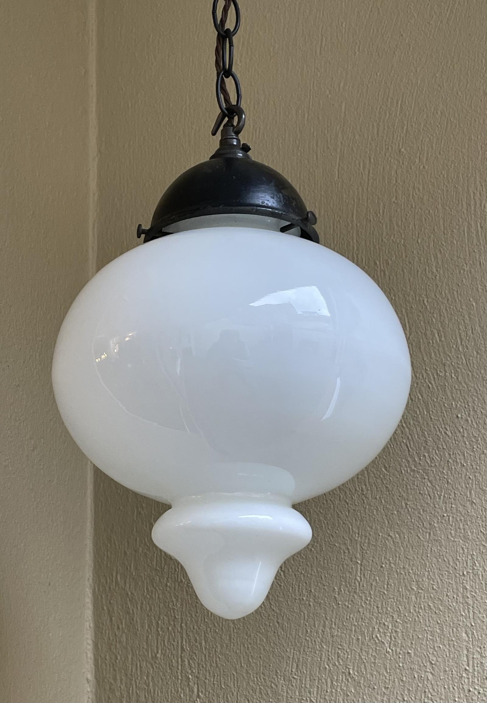 Large Edwardian Opaline Pendant Light with Original Gallery (1 of 5)
