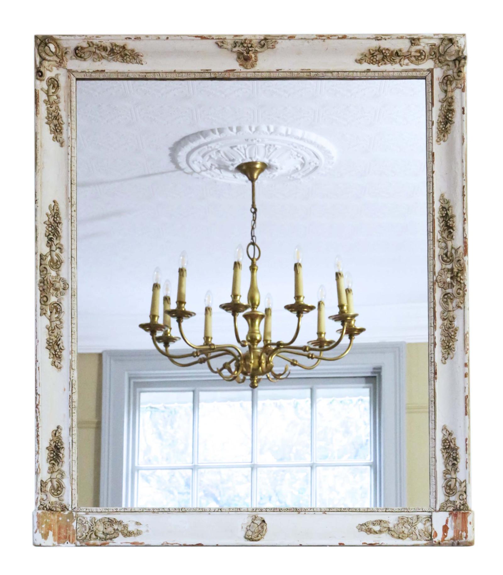 French White / Cream Overmantle or Wall Mirror 19th Century (1 of 9)