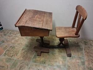 Antique Victorian School Desk with Chair Sourced From An Old Welsh School (1 of 8)