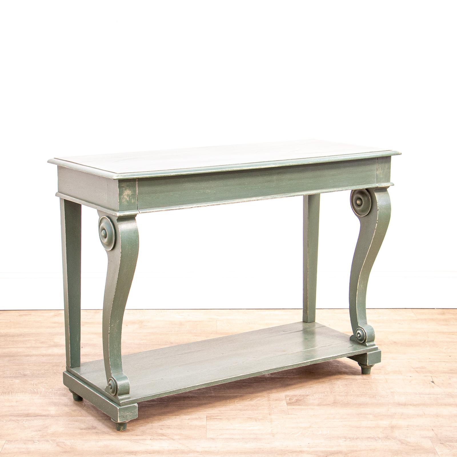 Green Painted Regency Sabre Leg Table with Frieze Drawer (1 of 10) Green Painted Regency Sabre Leg Table with Frieze Drawer (1 of 10)