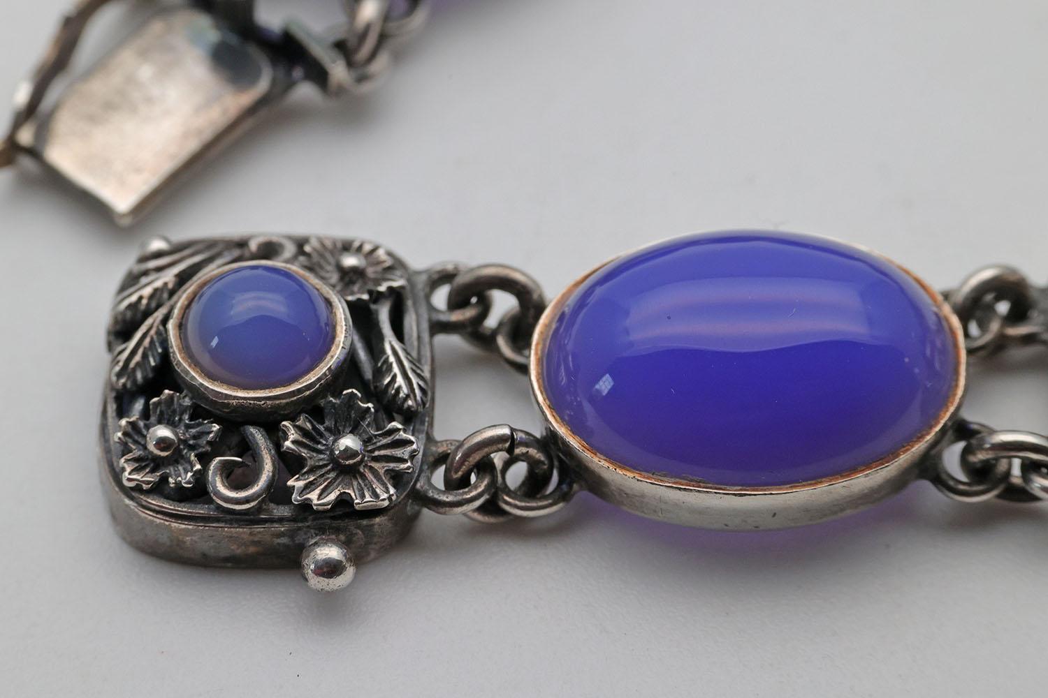 Arts & Crafts Chalcedony & Silver Bracelet (1 of 3)
