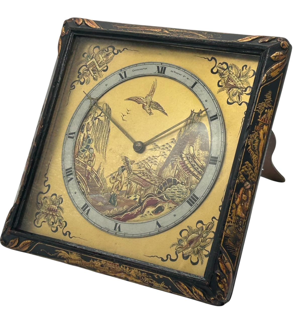 Beautiful Chinoiserie Decorated Strut Mantel Clock – ca 1920 (1 of 10)