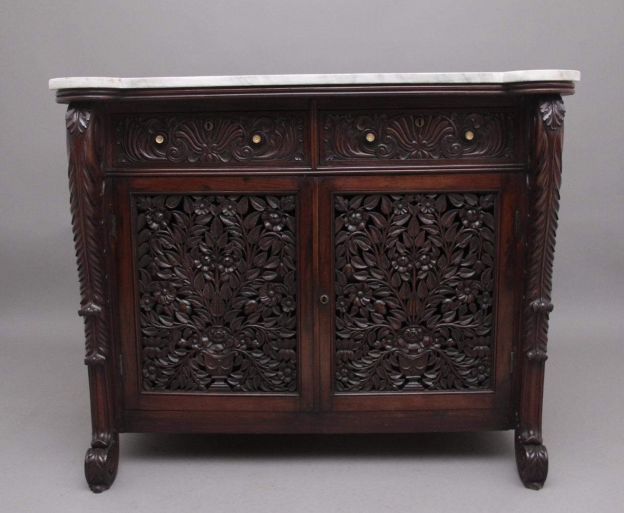 19th Century Carved Anglo Indian Cabinet (1 of 14)