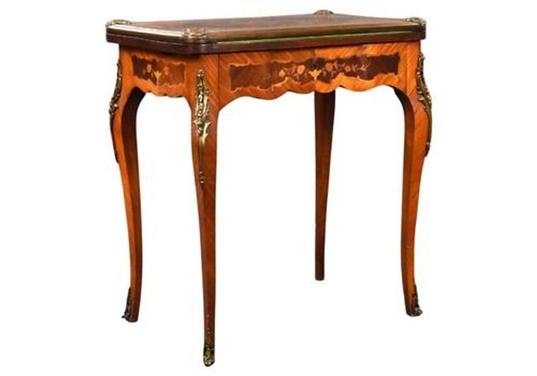 19th Century English Victorian Walnut & Marquetry Card Table & Vanity (1 of 17)