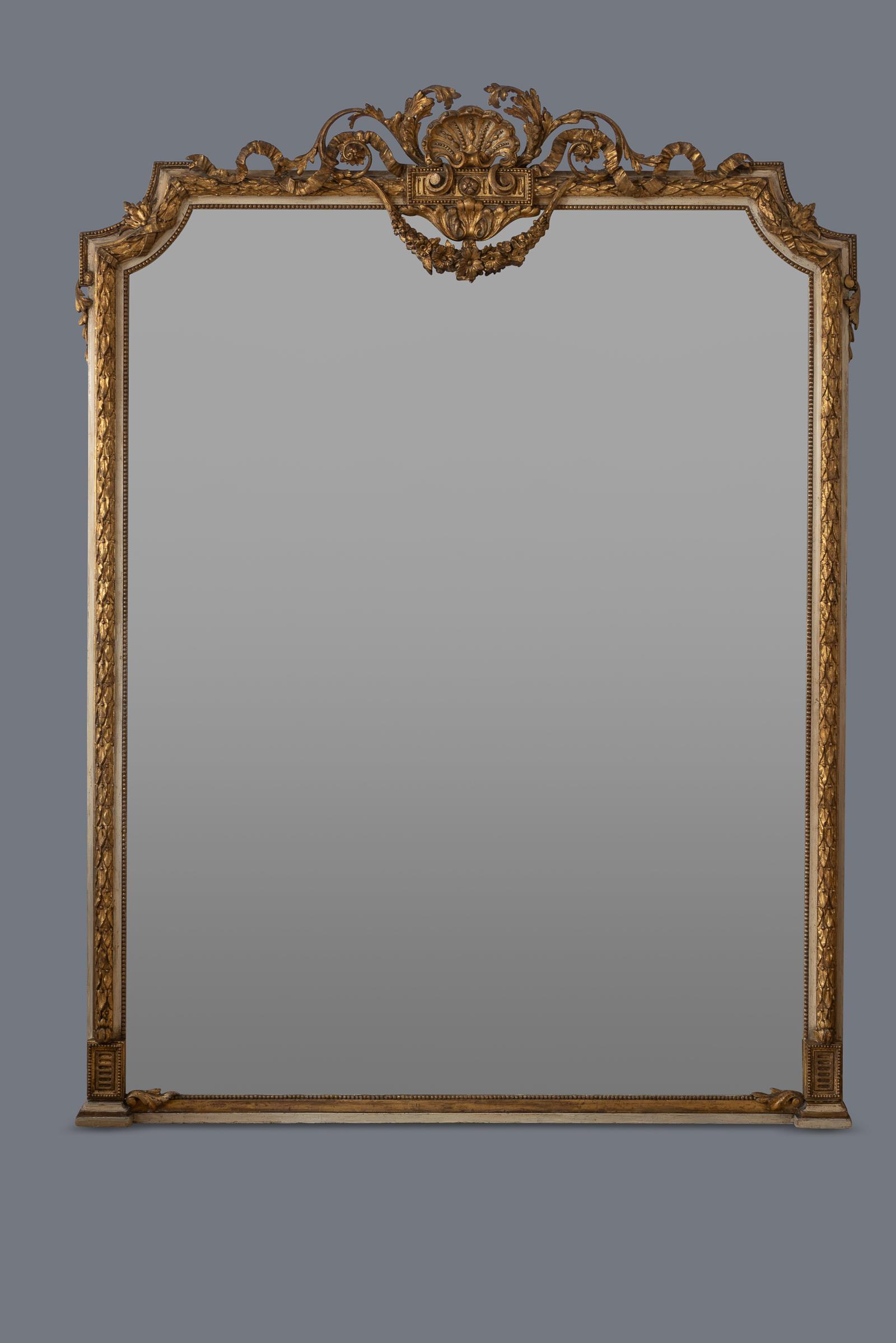 Large Stunning 19th Century English Gilt & Painted Overmantle Mirror (1 of 12) Large Stunning 19th Century English Gilt & Painted Overmantle Mirror (1 of 12)