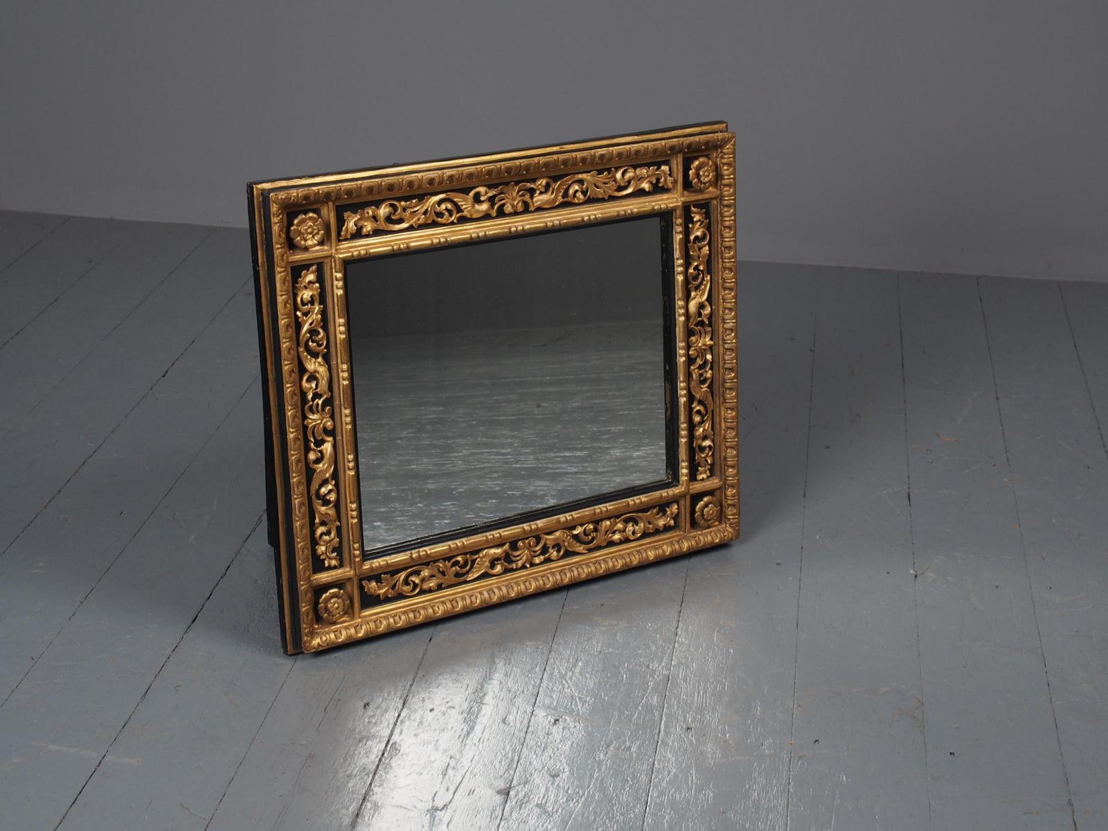 Antique Gilded & Ebonised Rectangular Wall Mirror (1 of 14) Antique Gilded & Ebonised Rectangular Wall Mirror (1 of 14)
