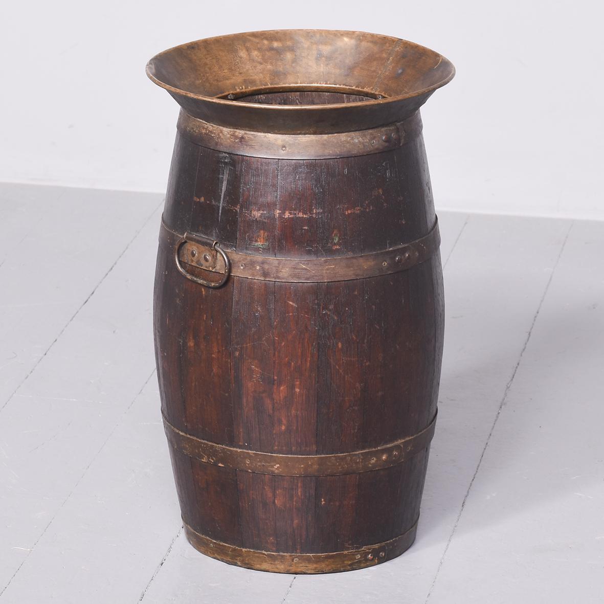 Late Victorian Brass Bound Coopered Oak Stick Stand with Brass Rim (1 of 4) Late Victorian Brass Bound Coopered Oak Stick Stand with Brass Rim (1 of 4)