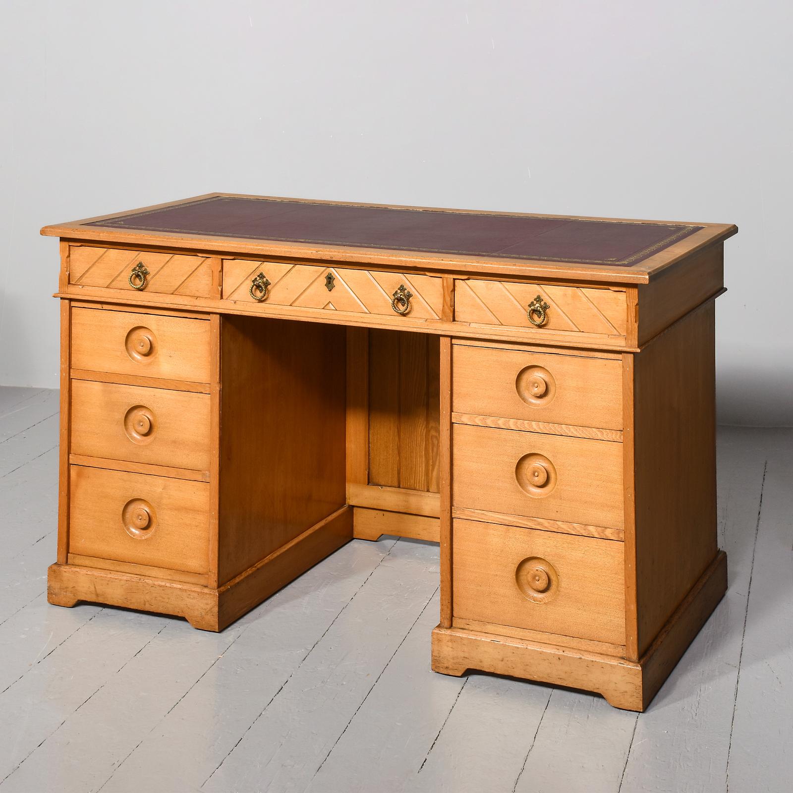 Quality Ash Arts & Crafts Style Knee Hole Writing Desk (1 of 9)