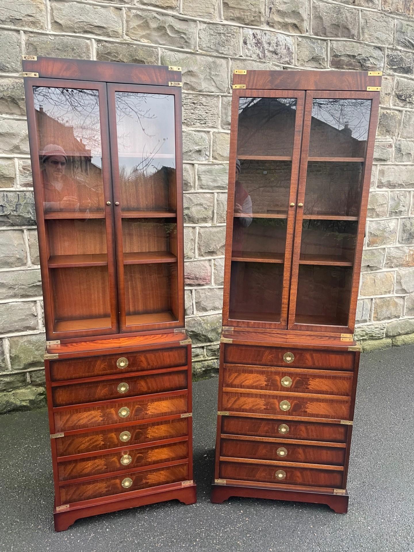 Pair of Brass Bound Mahogany Military Bookcase on Chests (1 of 12) Pair of Brass Bound Mahogany Military Bookcase on Chests (1 of 12)