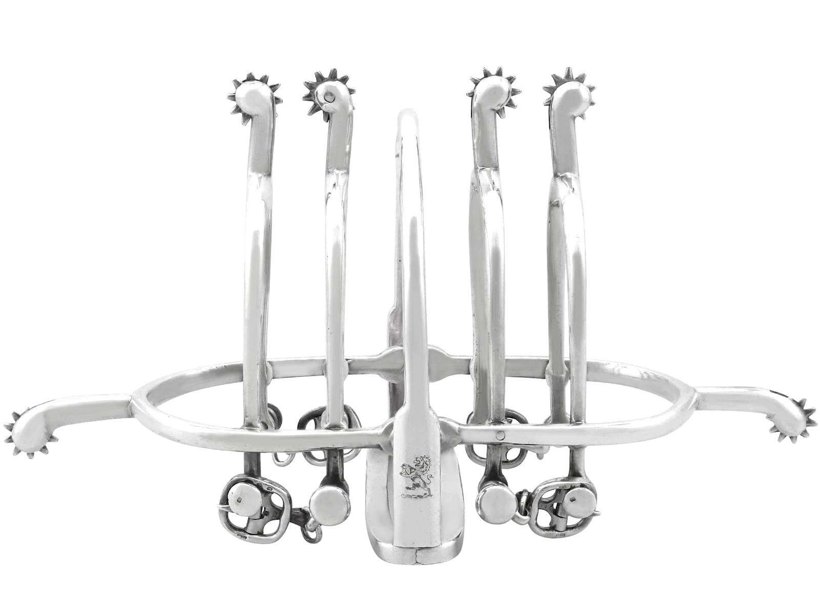 Antique Victorian Sterling Silver Equestrian Toast Rack 1896 (1 of 11)