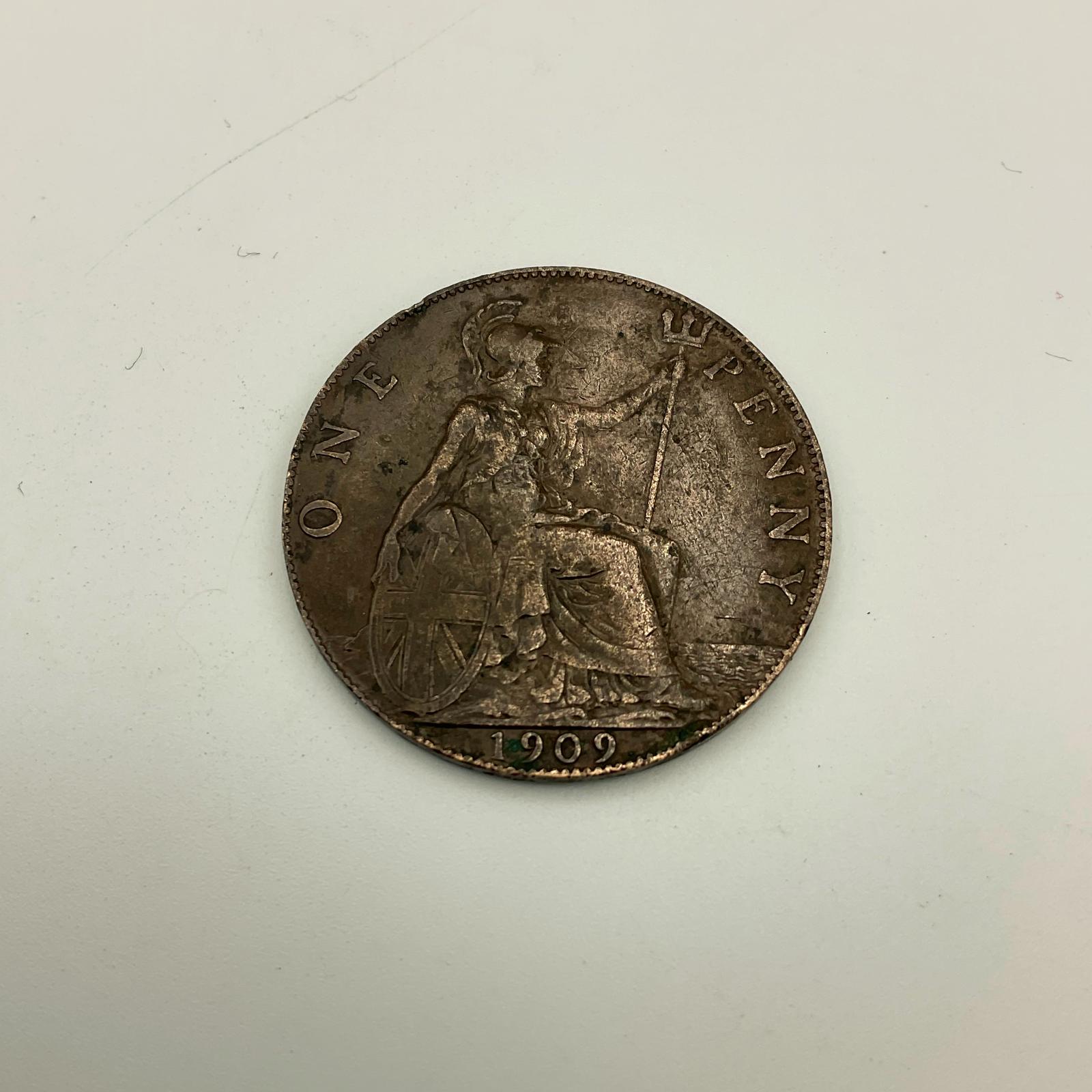 Antique 1909 King Edward VII One Penny Coin (1 of 11)