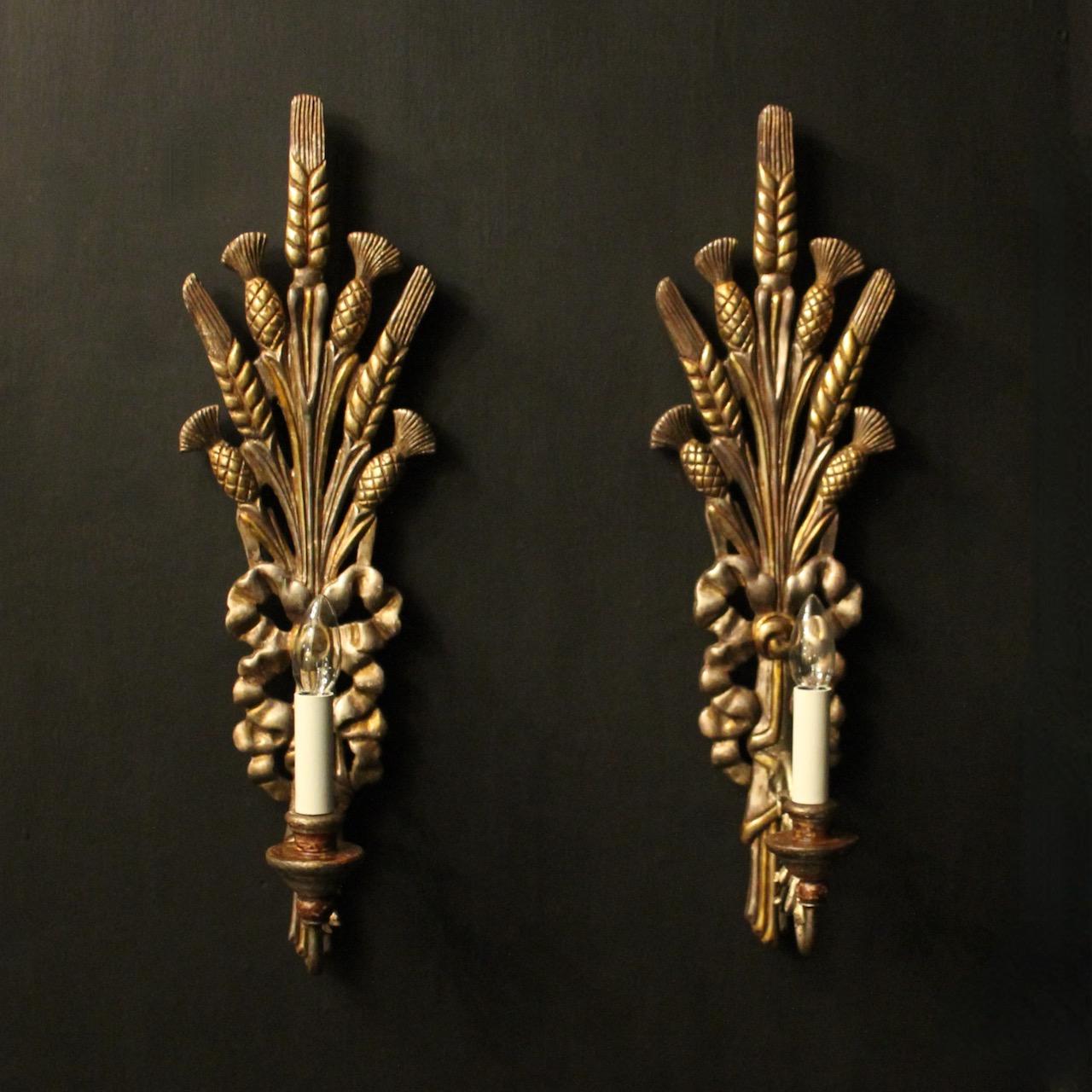 French Wheatsheaf Gilded Single Arm Wall Lights (1 of 10)