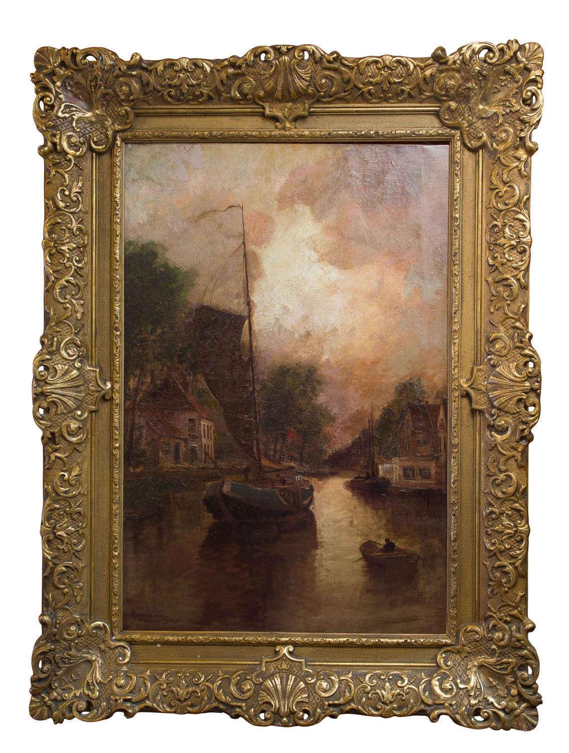 Oil on Canvas - Evening Canal Scene (1 of 6) Oil on Canvas - Evening Canal Scene (1 of 6)