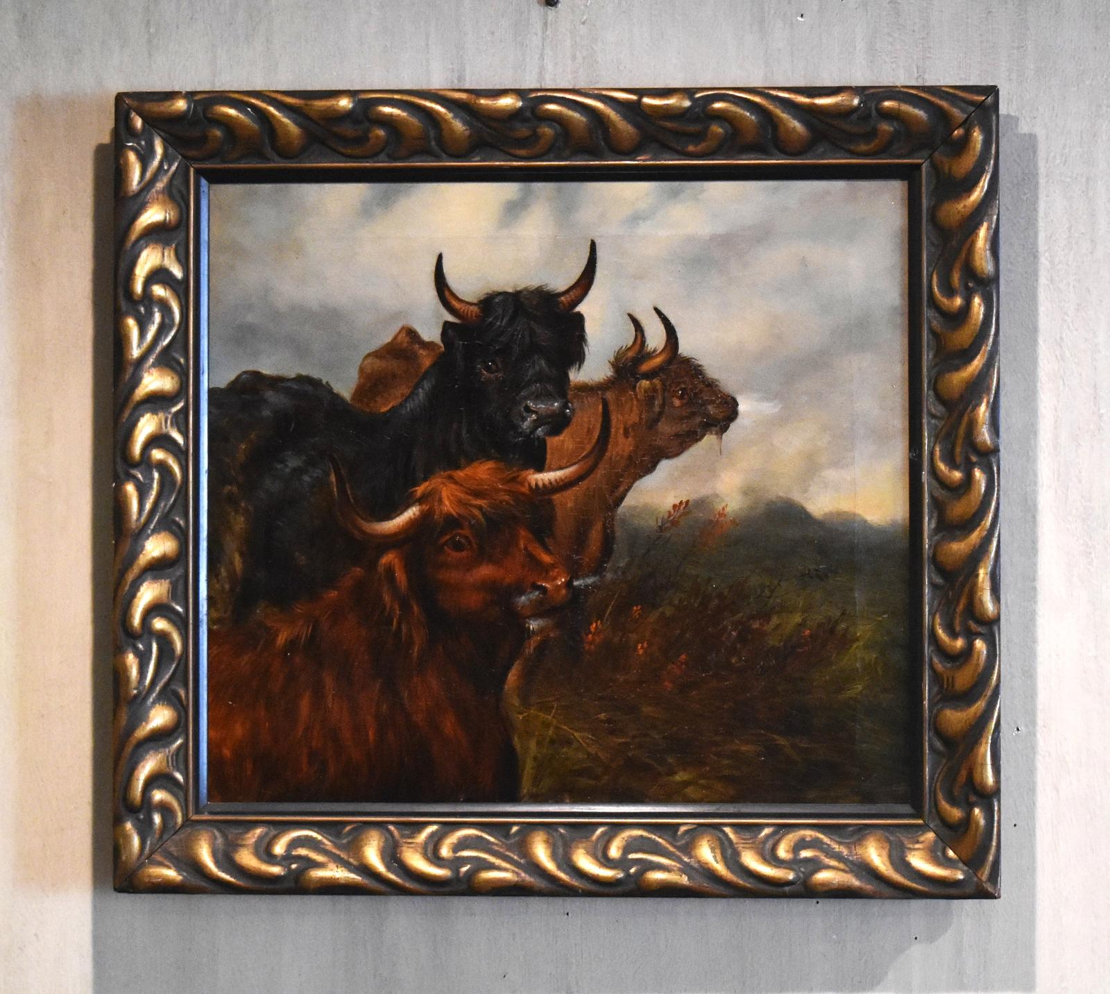 Victorian Oil Painting of Highland Cattle (1 of 5) Victorian Oil Painting of Highland Cattle (1 of 5)