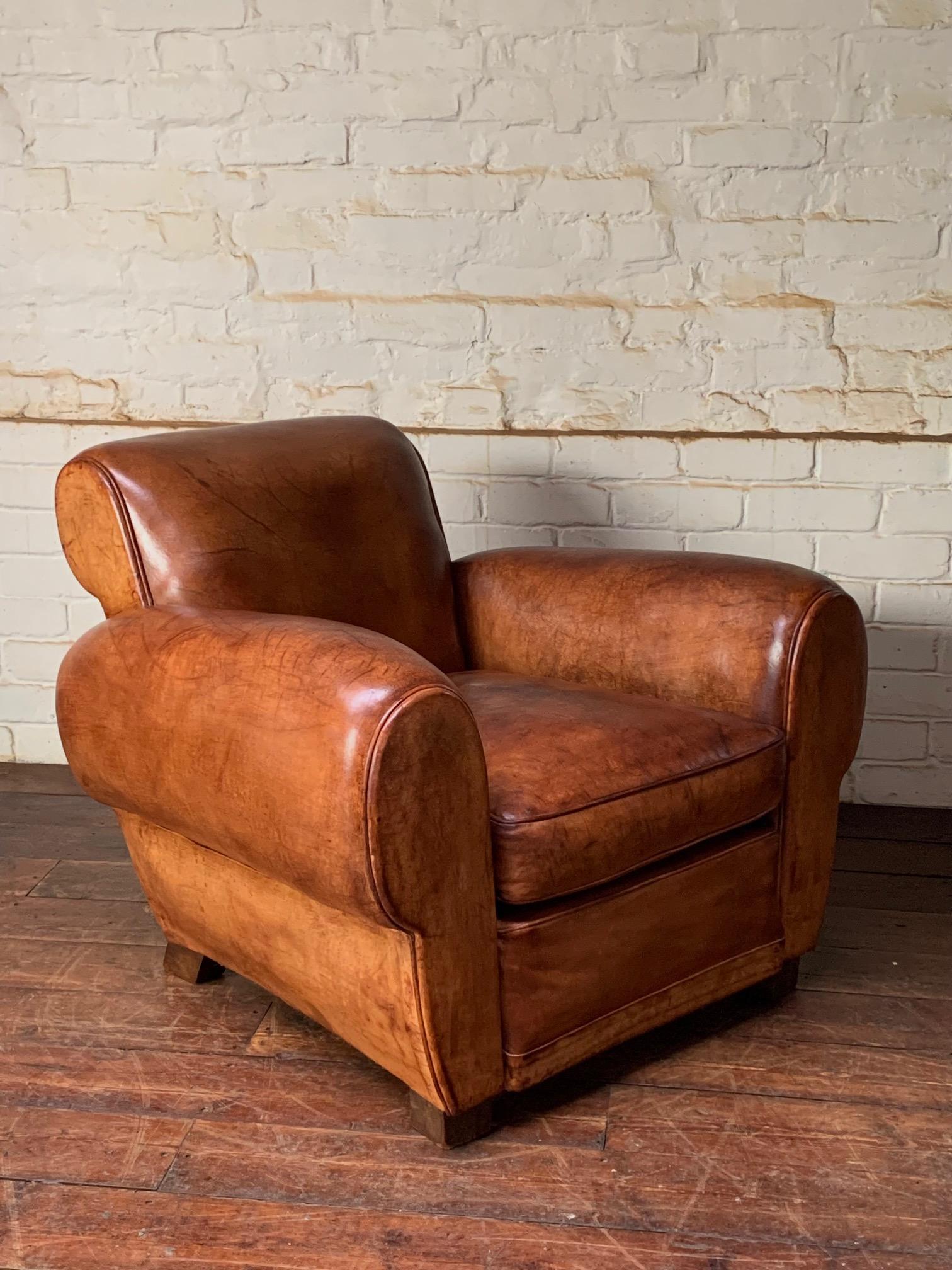 A Wonderful French Leather Club Chair, Caramel Gang-box Model, Circa 1950’s (1 of 13) A Wonderful French Leather Club Chair, Caramel Gang-box Model, Circa 1950’s (1 of 13)