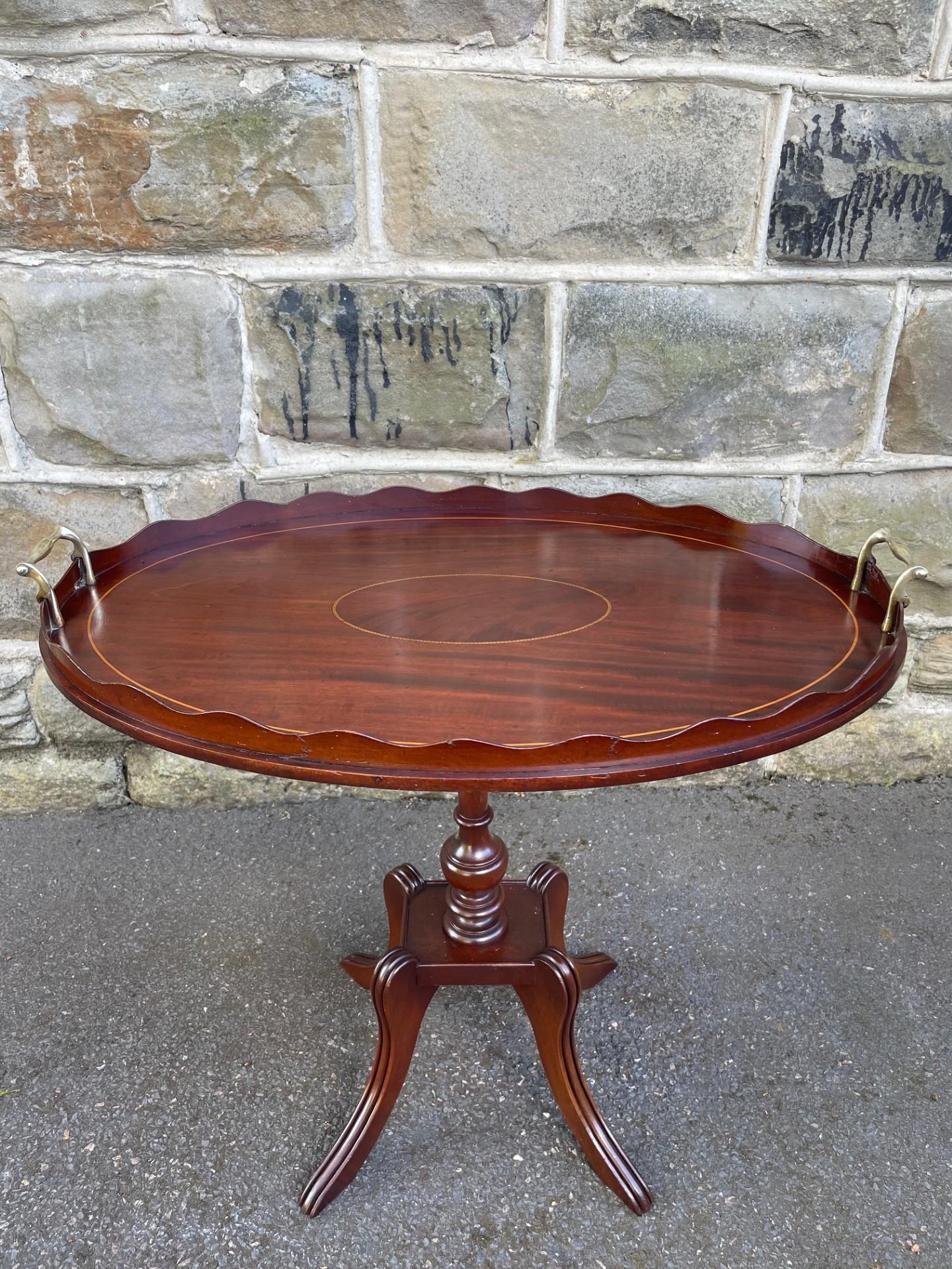 Antique Inlaid Mahogany Tray Top Wine Table (1 of 7)