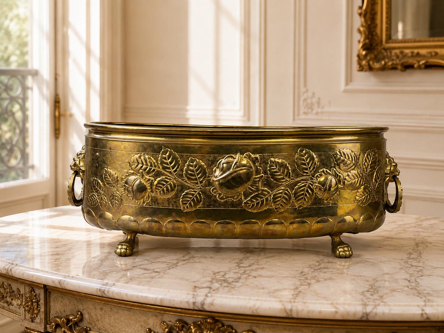 Decorative Pot Vintage Brass Floral Handles Footed Planter (1 of 20) Decorative Pot Vintage Brass Floral Handles Footed Planter (1 of 20)