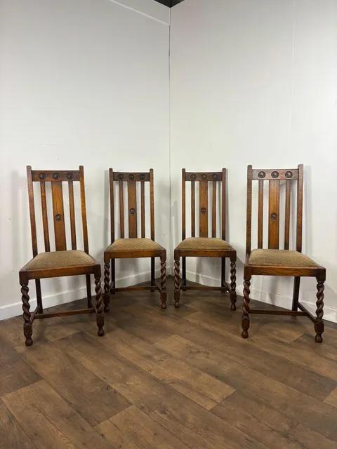 Vintage Set of Four Oak High Back Barley Twist Dining Chairs (1 of 13) Vintage Set of Four Oak High Back Barley Twist Dining Chairs (1 of 13)