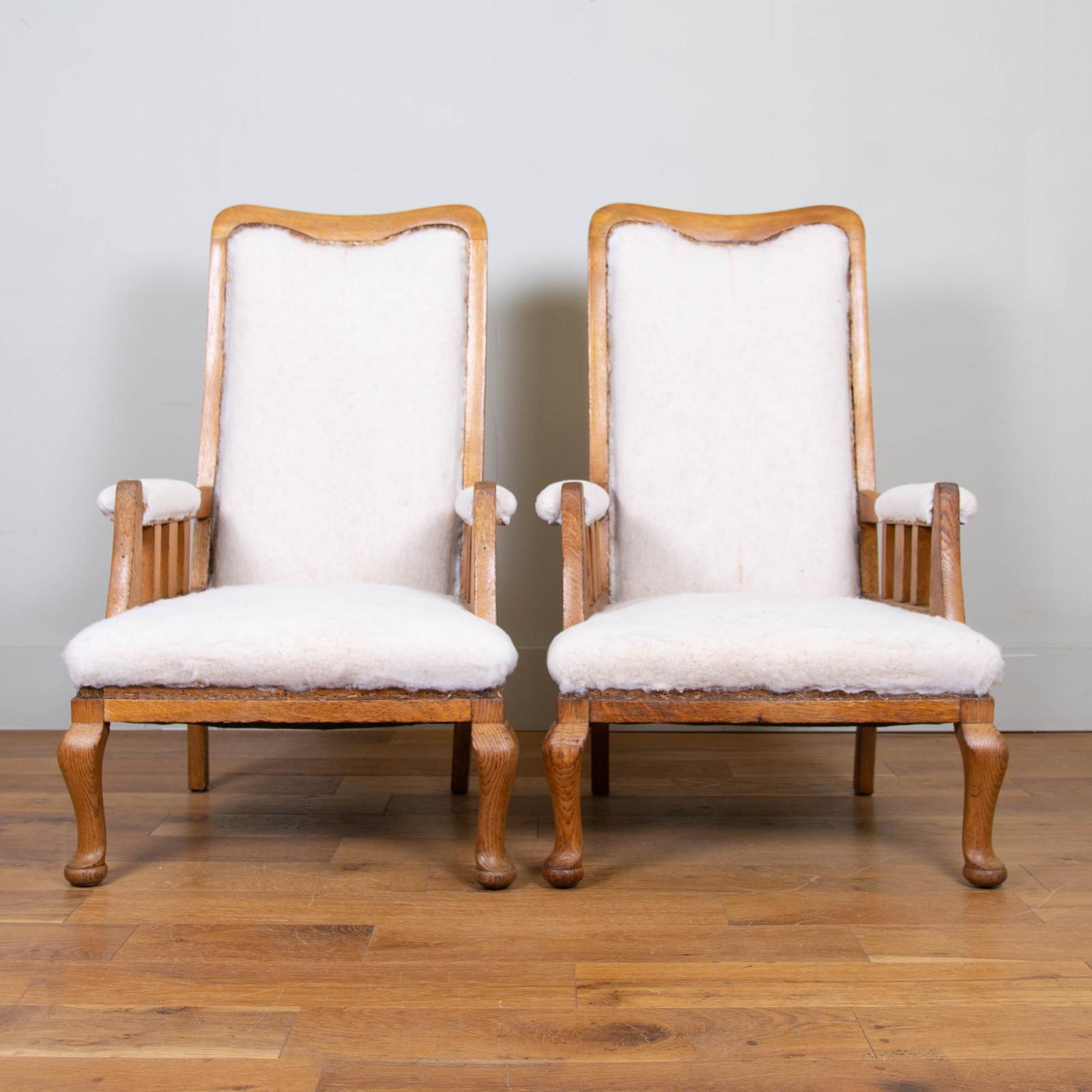 Handsome Pair of Oak Victorian Armchairs c.1900 (1 of 14)