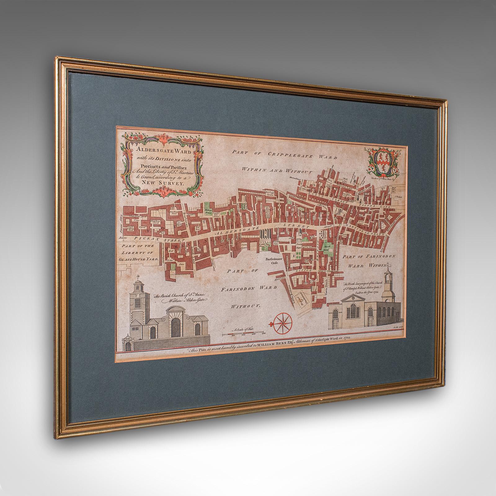 Antique London Street Map, Aldersgate, English, Framed, The Barbican, Georgian (1 of 11) Antique London Street Map, Aldersgate, English, Framed, The Barbican, Georgian (1 of 11)