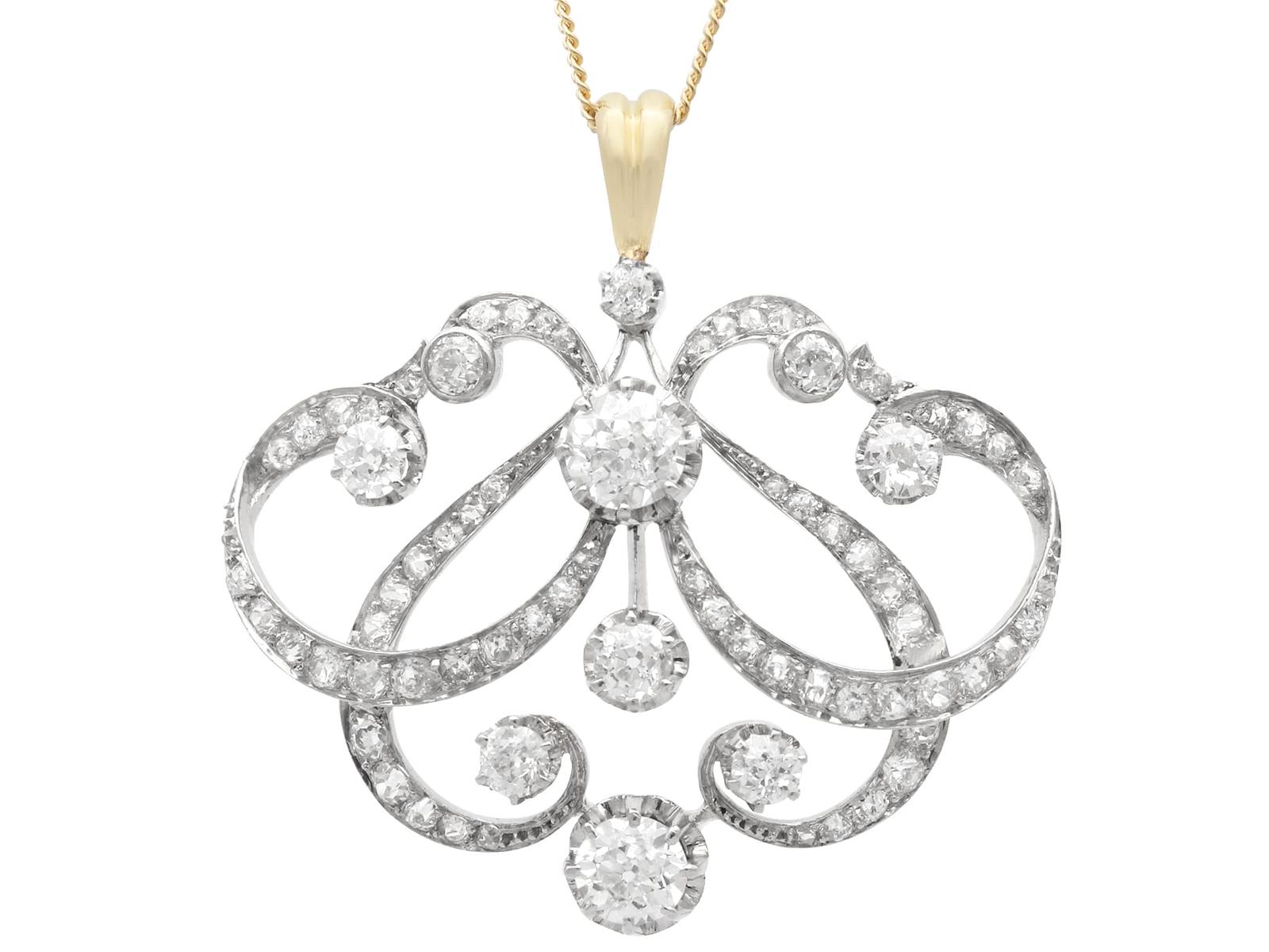 Antique 4.85ct Diamond and 18ct Yellow Gold Pendant Circa 1890 (1 of 13)