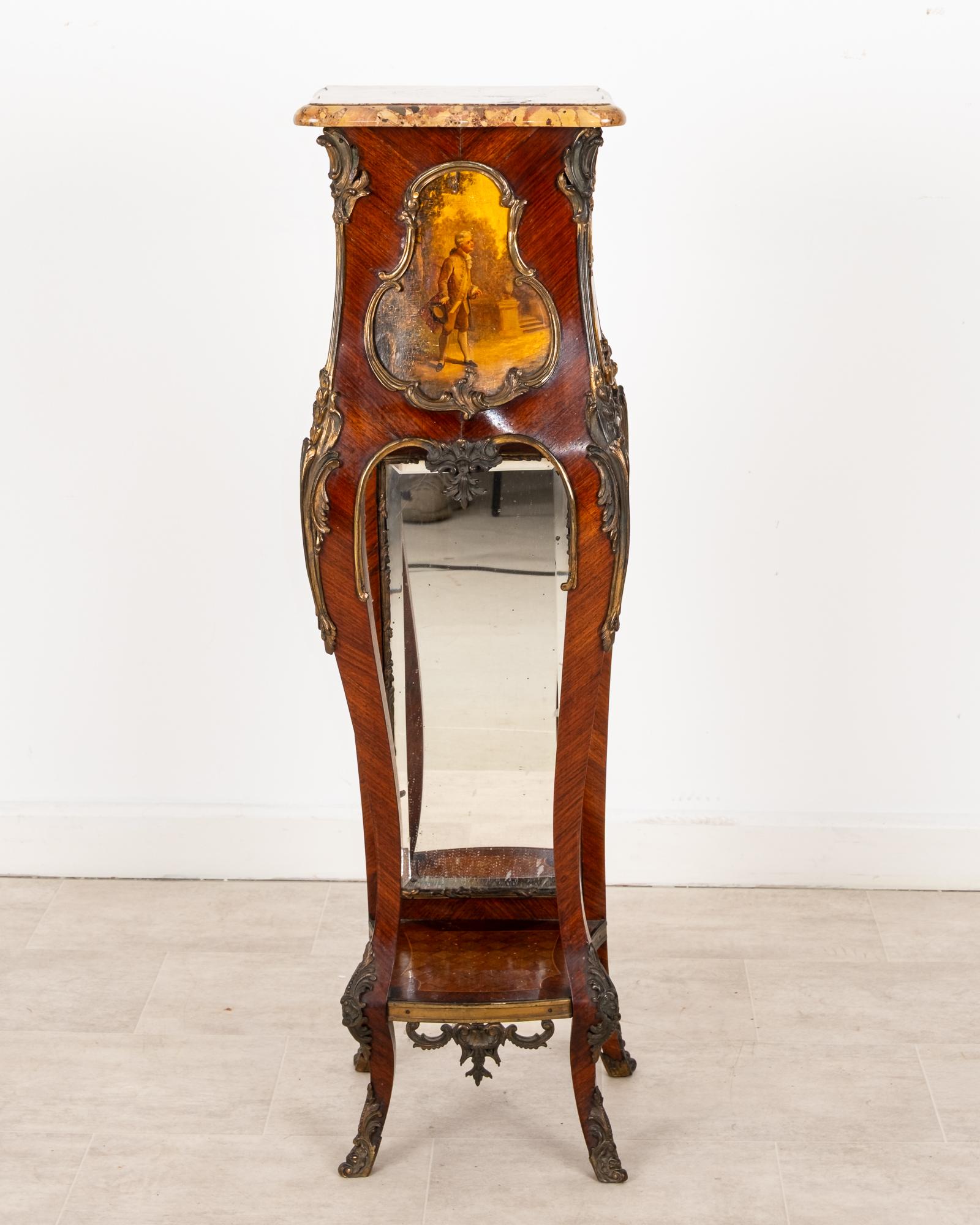 Antique French Kingwood Vernis Martin Marble Top Pedestal Stand (1 of 8) Antique French Kingwood Vernis Martin Marble Top Pedestal Stand (1 of 8)