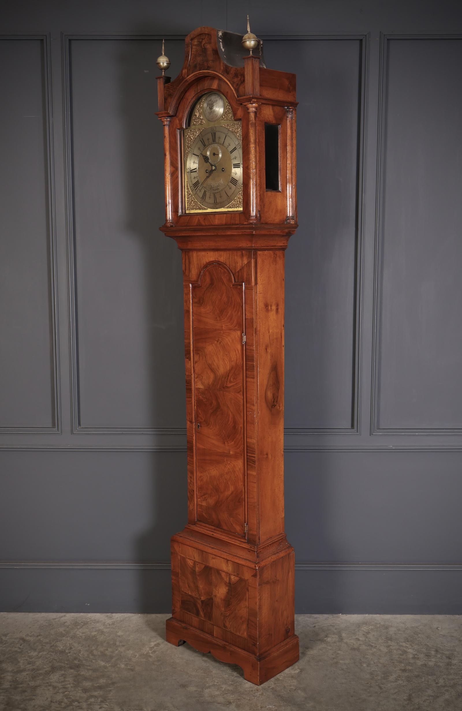 Queen Anne Walnut 8 Day Grandfather Clock (1 of 10)