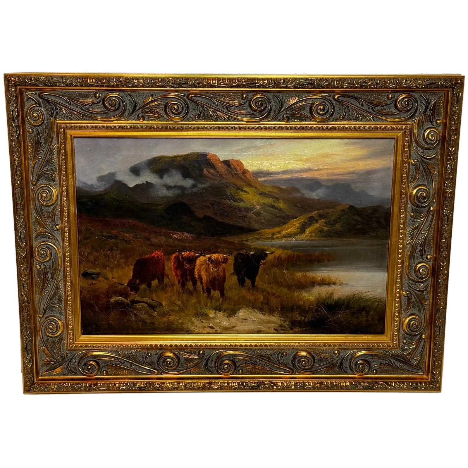 Victorian Oil Painting Longhorn Cattle West Scottish Highlands by Gustave De Breanski (1 of 54)