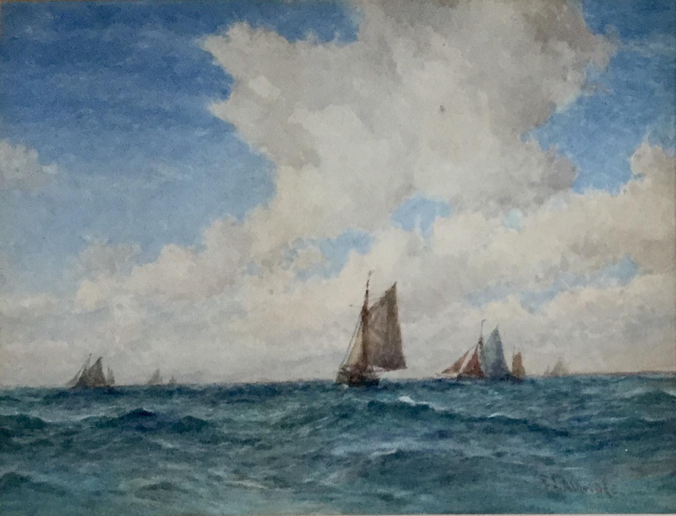 Frederick James Aldridge Watercolour ‘Shipping at Sea’ (1 of 2)
