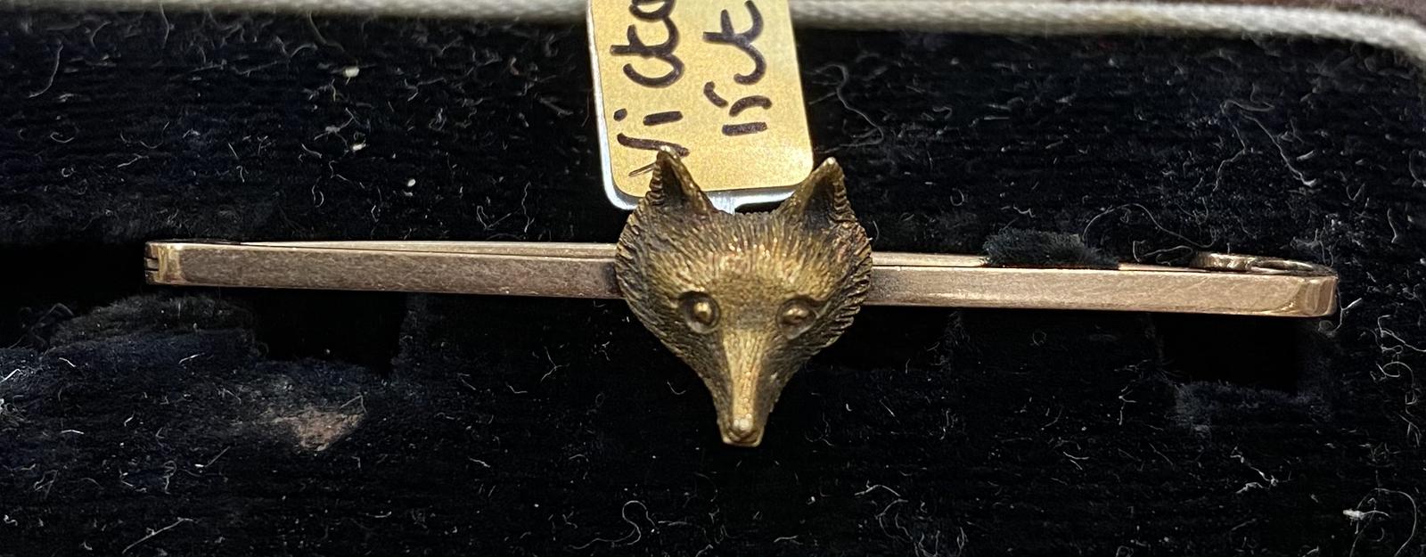 Victorian 15ct Gold Fox Head Stock Pin (1 of 2)