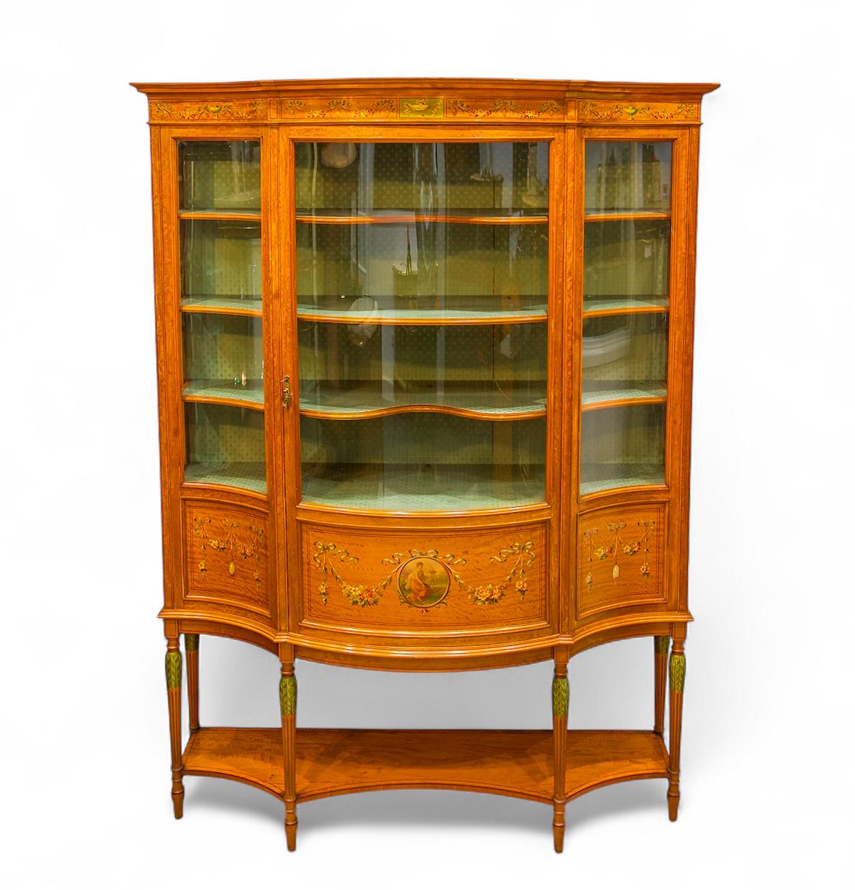 Fine Quaity Antique Satinwood Painted Display Cabinet (1 of 9)