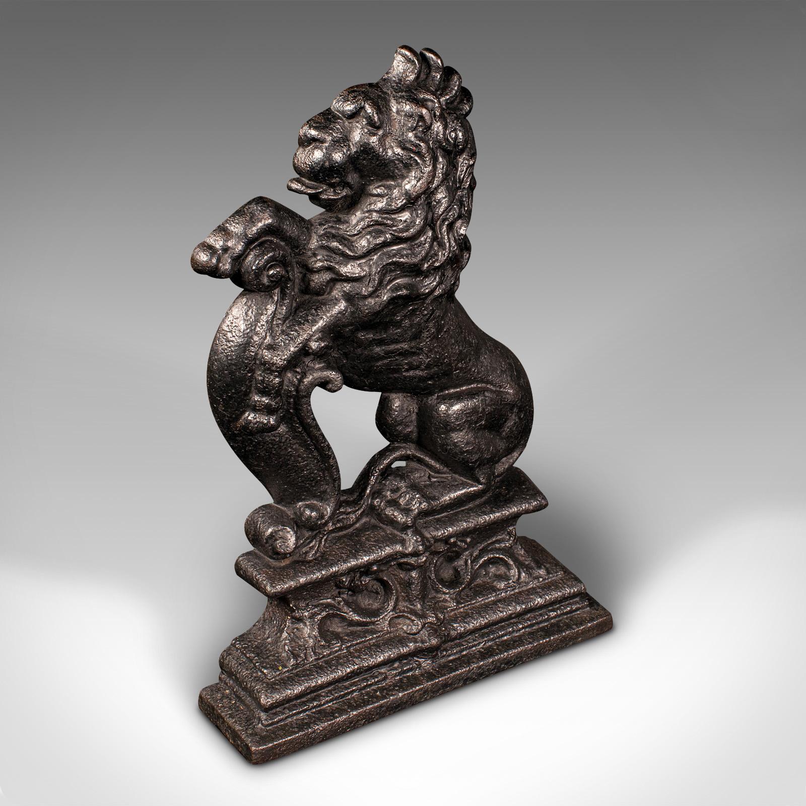 Antique Lion Rampant Doorstop, English, Cast Iron, Decor, Door Keeper - Victorian c.1880 (1 of 9)