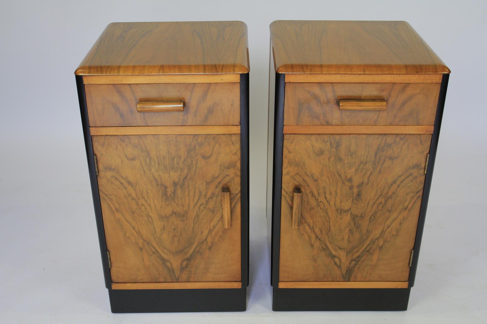 Pair of Art Deco Walnut Bedside Cupboards 1930s (1 of 6) Pair of Art Deco Walnut Bedside Cupboards 1930s (1 of 6)
