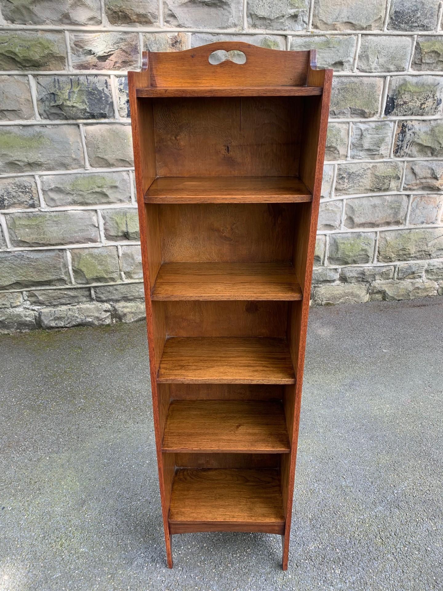 Antique Slim Oak Open Bookcase Bookshelves (1 of 8)