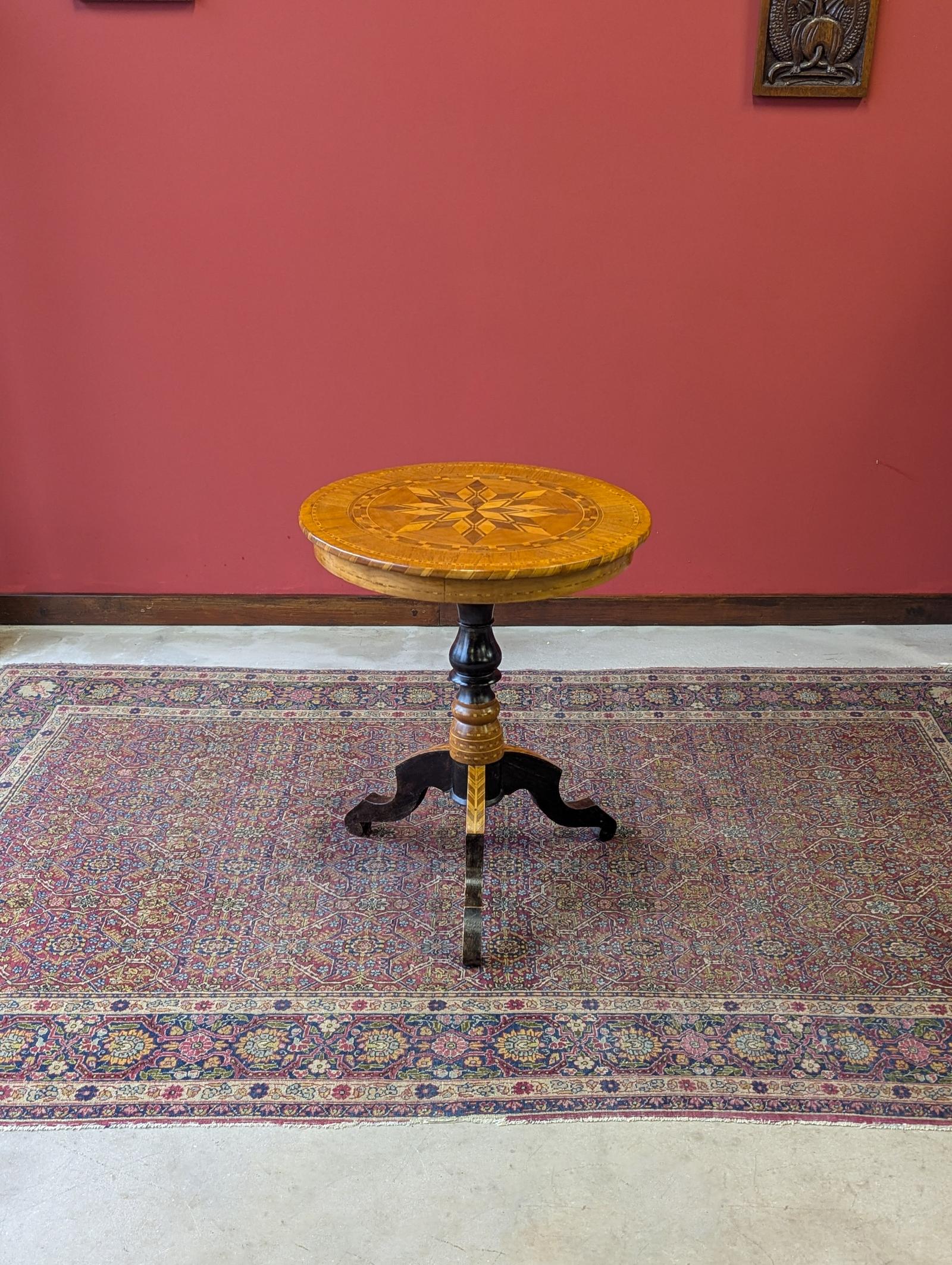Antique 19th Century Circular Inlaid Walnut Sorrento Table (1 of 10)
