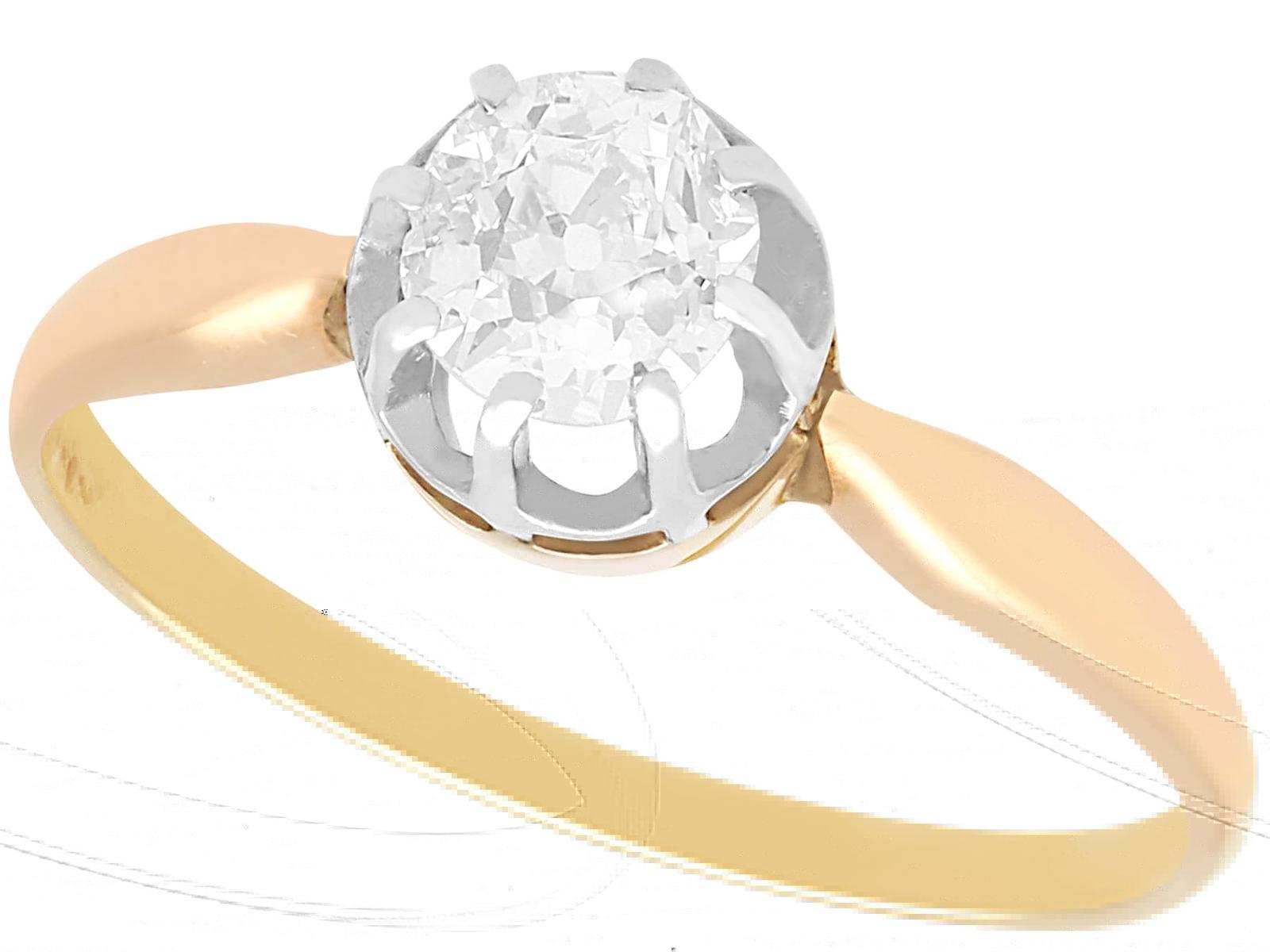 Antique 0.63ct Diamond & 14ct Gold Solitaire Ring c.1920 (1 of 10)