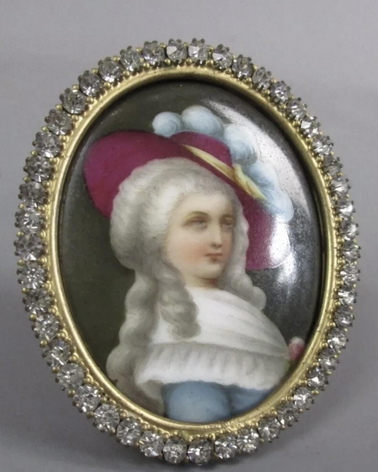 Victorian Miniature Portrait Painting of Lady on Porcelain 24k Gold Plated Frame (1 of 4) Victorian Miniature Portrait Painting of Lady on Porcelain 24k Gold Plated Frame (1 of 4)