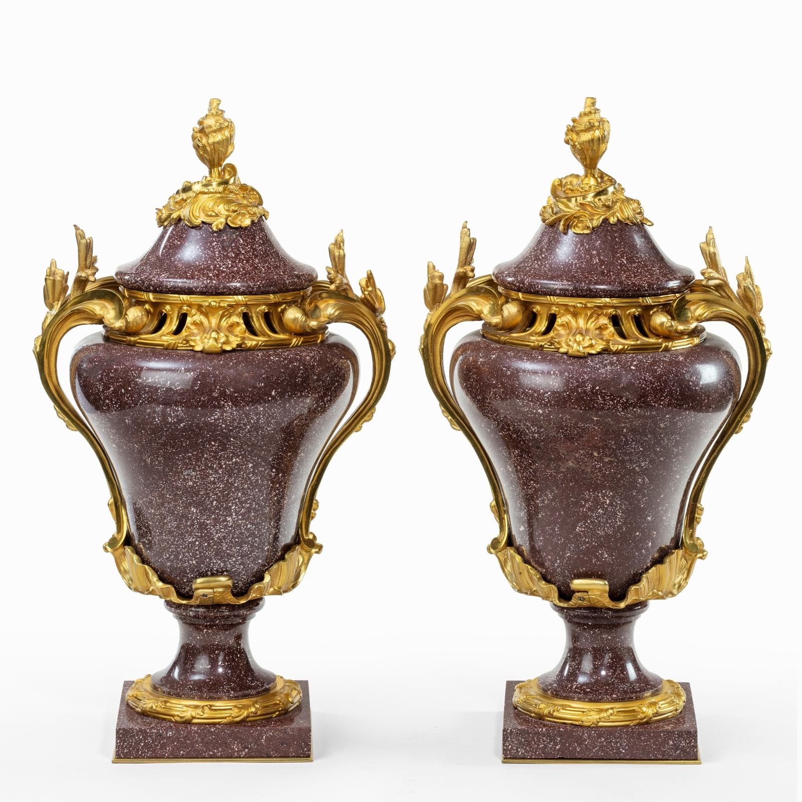 Pair of Napoleon III Egyptian Imperial Porphyry Urns & Covers (1 of 6)