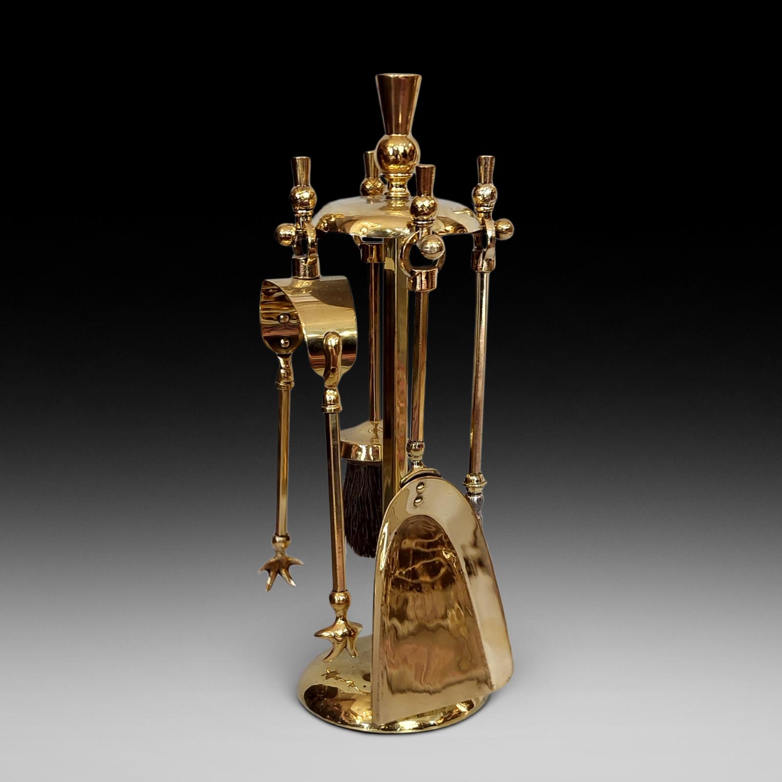 Edwardian Brass Fireside Tool Set (1 of 6)