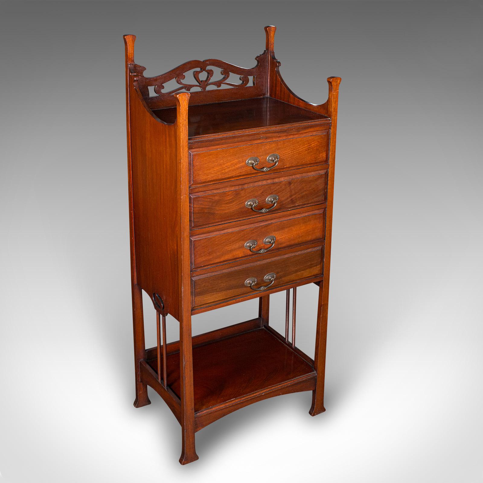 Antique Fall Front Music Cabinet, English, Art Nouveau, Victorian, After Liberty (1 of 12)