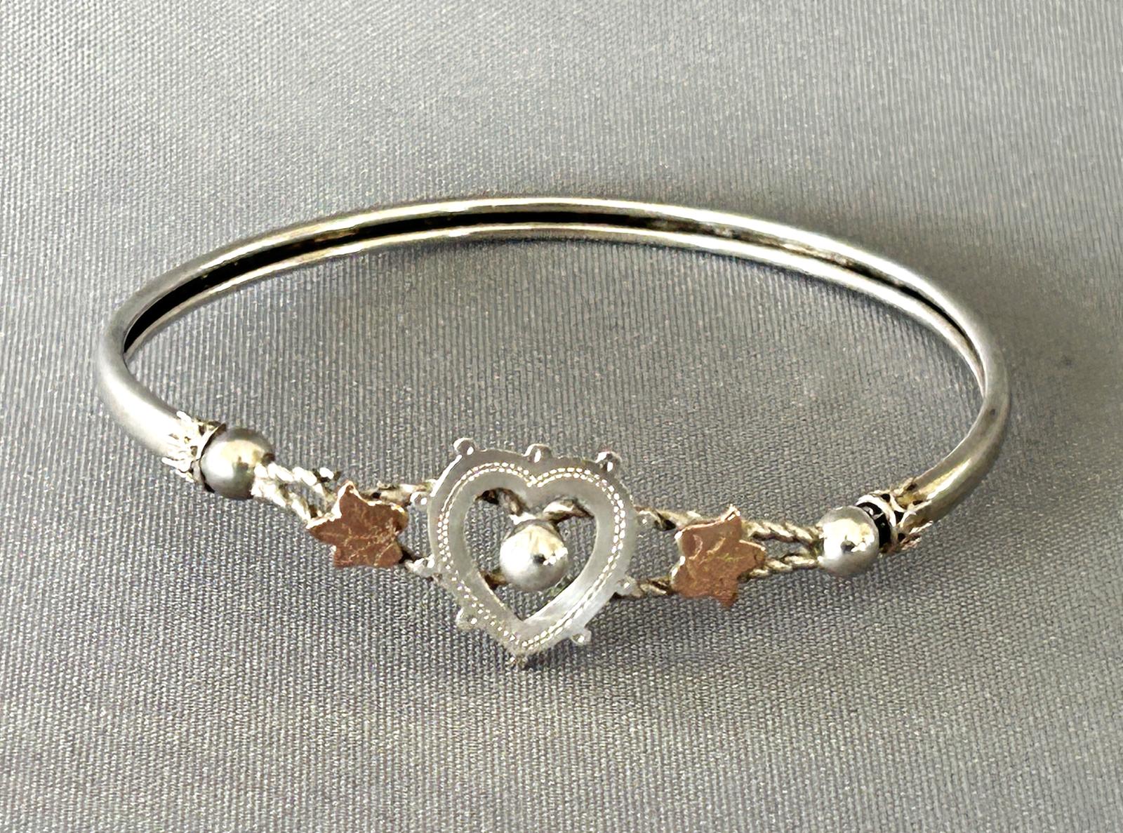 Lovely Victorian Silver & Gold Sweetheart Bangle (1 of 6)
