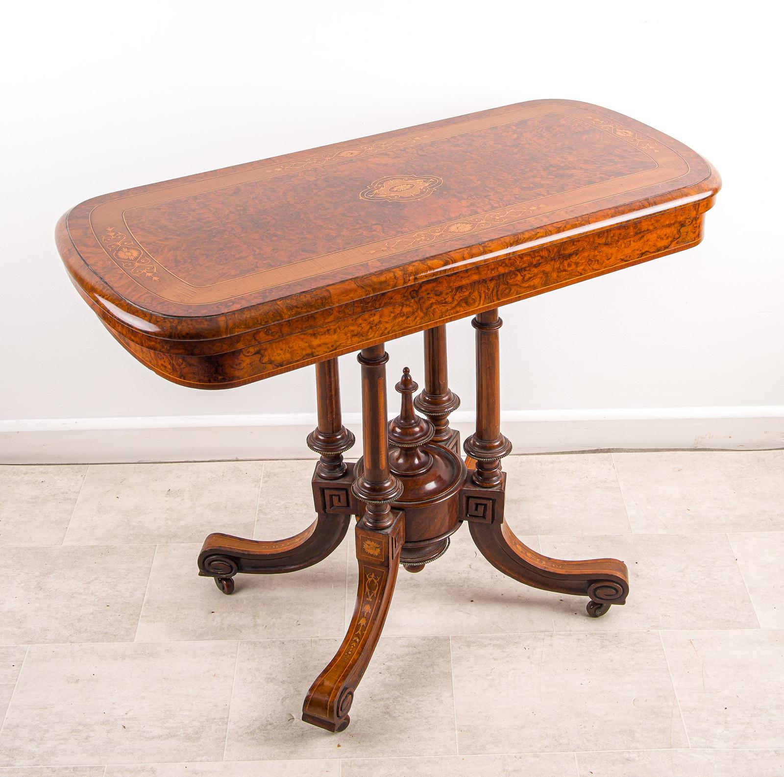 Antique Victorian Burr Walnut Games Table Fold Over Card Table Inlaid Top C1880 (1 of 5) Antique Victorian Burr Walnut Games Table Fold Over Card Table Inlaid Top C1880 (1 of 5)